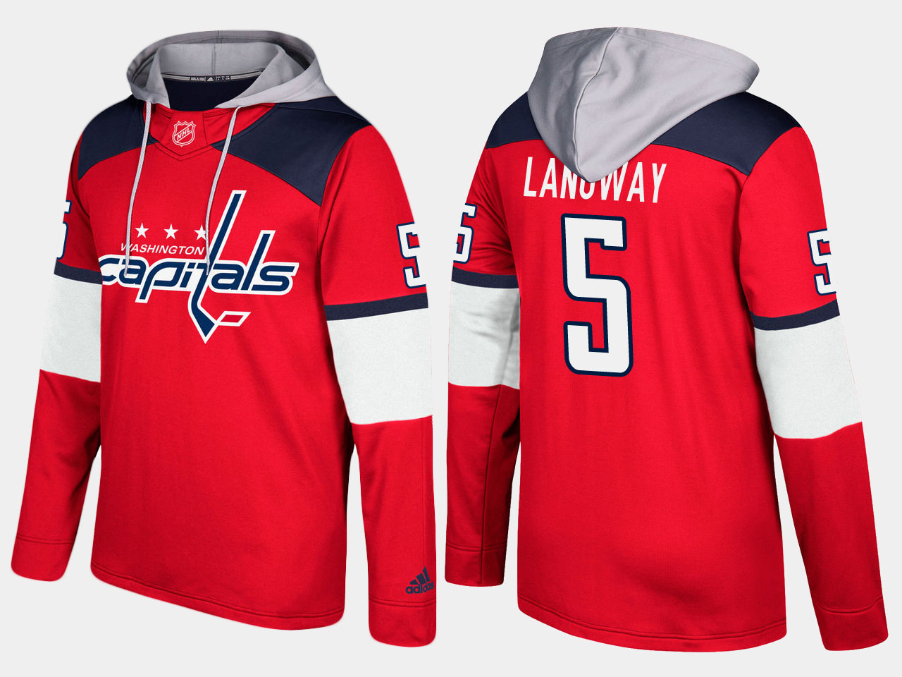 Men NHL Washington capitals retired 5 rod langway red hoodie